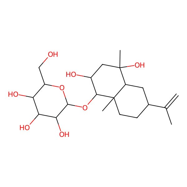 2D Structure of (2R,3R,4S,5S,6R)-2-[[(1R,2R,4R,4aR,6S,8aR)-2,4-dihydroxy-4,8a-dimethyl-6-prop-1-en-2-yl-1,2,3,4a,5,6,7,8-octahydronaphthalen-1-yl]oxy]-6-(hydroxymethyl)oxane-3,4,5-triol
