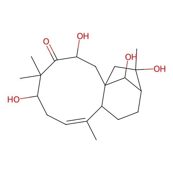 2D Structure of (1S,3R,6S,8E,10S,13R,14R,16R)-3,6,14,16-tetrahydroxy-5,5,9,14-tetramethyltricyclo[11.2.1.01,10]hexadec-8-en-4-one