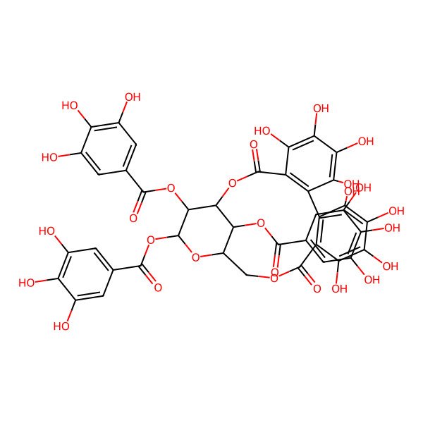 2D Structure of [(1S,19R,21S,22R,23R)-5,6,7,8,11,12,13,14-octahydroxy-3,16-dioxo-21,22-bis[(3,4,5-trihydroxybenzoyl)oxy]-2,17,20-trioxatetracyclo[17.3.1.04,9.010,15]tricosa-4(9),5,7,10(15),11,13-hexaen-23-yl] 3,4,5-trihydroxybenzoate