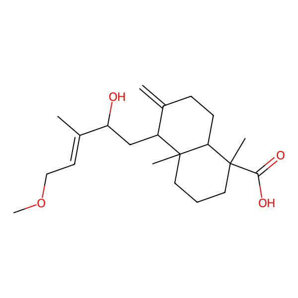 2D Structure of 5-(2-hydroxy-5-methoxy-3-methylpent-3-enyl)-1,4a-dimethyl-6-methylidene-3,4,5,7,8,8a-hexahydro-2H-naphthalene-1-carboxylic acid