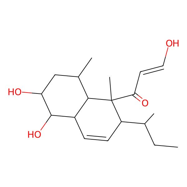 2D Structure of 1-(2-butan-2-yl-5,6-dihydroxy-1,8-dimethyl-4a,5,6,7,8,8a-hexahydro-2H-naphthalen-1-yl)-3-hydroxyprop-2-en-1-one