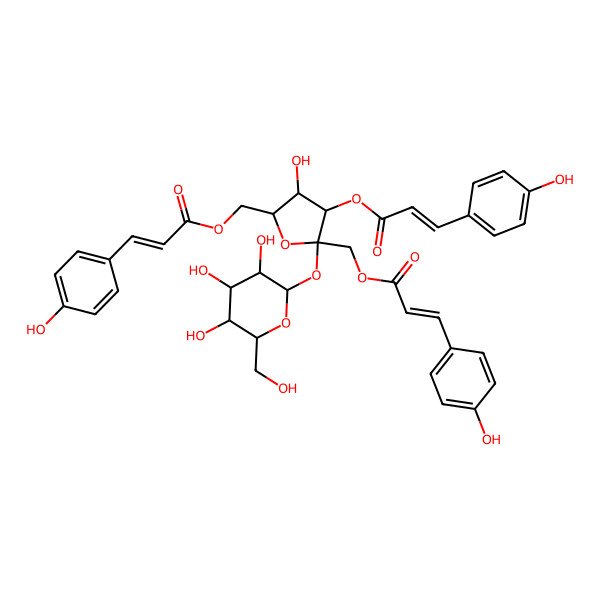 2D Structure of [3-Hydroxy-4-[3-(4-hydroxyphenyl)prop-2-enoyloxy]-5-[3-(4-hydroxyphenyl)prop-2-enoyloxymethyl]-5-[3,4,5-trihydroxy-6-(hydroxymethyl)oxan-2-yl]oxyoxolan-2-yl]methyl 3-(4-hydroxyphenyl)prop-2-enoate