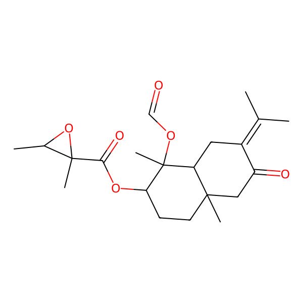 2D Structure of (1-Formyloxy-1,4a-dimethyl-6-oxo-7-propan-2-ylidene-2,3,4,5,8,8a-hexahydronaphthalen-2-yl) 2,3-dimethyloxirane-2-carboxylate