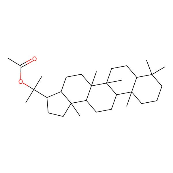 2D Structure of 2-[(3S,3aS,5aR,5bR,7aS,11aS,11bR,13aR,13bS)-5a,5b,8,8,11a,13b-hexamethyl-1,2,3,3a,4,5,6,7,7a,9,10,11,11b,12,13,13a-hexadecahydrocyclopenta[a]chrysen-3-yl]propan-2-yl acetate