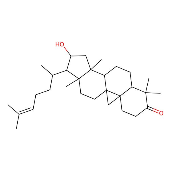 2D Structure of (1S,3R,8R,11S,12S,14S,15R,16R)-14-hydroxy-7,7,12,16-tetramethyl-15-[(2R)-6-methylhept-5-en-2-yl]pentacyclo[9.7.0.01,3.03,8.012,16]octadecan-6-one