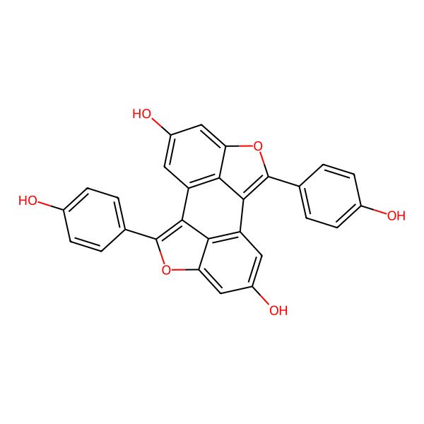 2D Structure of 3,11-Bis(4-hydroxyphenyl)-4,12-dioxapentacyclo[8.6.1.12,5.013,17.09,18]octadeca-1(17),2,5,7,9(18),10,13,15-octaene-7,15-diol