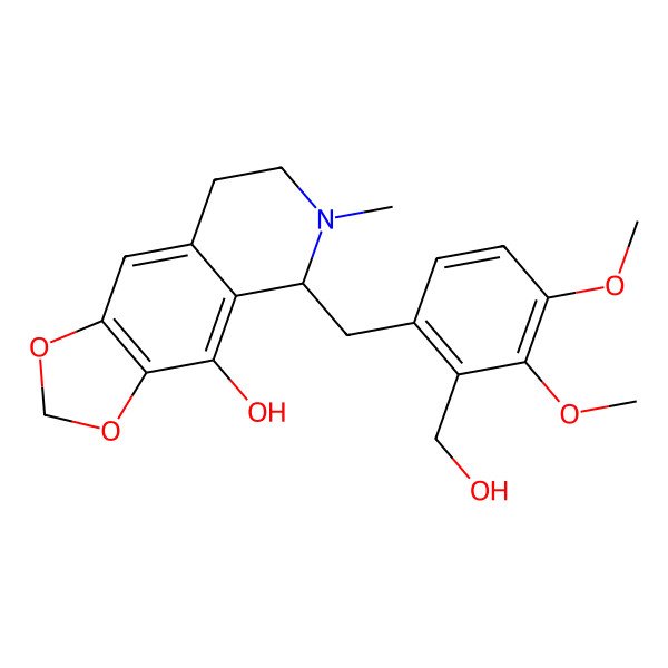 2D Structure of (5S)-5-[[2-(hydroxymethyl)-3,4-dimethoxyphenyl]methyl]-6-methyl-7,8-dihydro-5H-[1,3]dioxolo[4,5-g]isoquinolin-4-ol