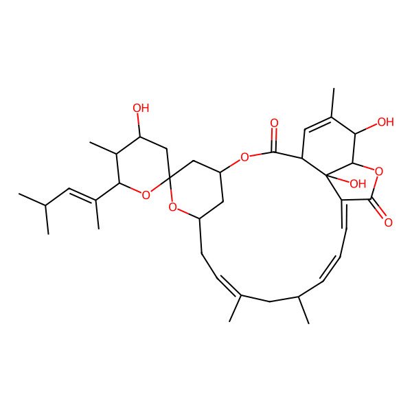 2D Structure of 4',21,24-Trihydroxy-5',11,13,22-tetramethyl-6'-(4-methylpent-2-en-2-yl)spiro[3,7,19-trioxatetracyclo[15.6.1.14,8.020,24]pentacosa-10,14,16,22-tetraene-6,2'-oxane]-2,18-dione