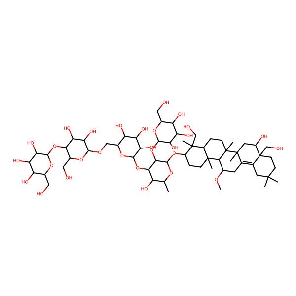 2D Structure of 2-[4,5-Dihydroxy-2-(hydroxymethyl)-6-[[3,4,5-trihydroxy-6-[5-hydroxy-2-[[8-hydroxy-4,8a-bis(hydroxymethyl)-14-methoxy-4,6a,6b,11,11,14b-hexamethyl-1,2,3,4a,5,6,7,8,9,10,12,13,14,14a-tetradecahydropicen-3-yl]oxy]-6-methyl-3-[3,4,5-trihydroxy-6-(hydroxymethyl)oxan-2-yl]oxyoxan-4-yl]oxyoxan-2-yl]methoxy]oxan-3-yl]oxy-6-(hydroxymethyl)oxane-3,4,5-triol