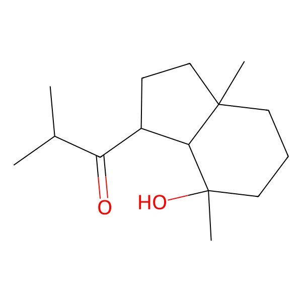2D Structure of 1-[(1R,3aS,7S,7aS)-7-hydroxy-3a,7-dimethyl-2,3,4,5,6,7a-hexahydro-1H-inden-1-yl]-2-methylpropan-1-one