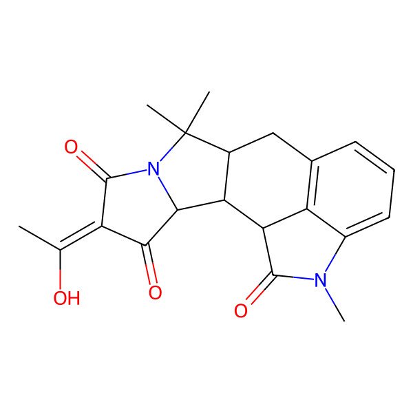 2D Structure of (1S,2R,3S,5Z,9R)-5-(1-hydroxyethylidene)-8,8,16-trimethyl-7,16-diazapentacyclo[9.6.1.02,9.03,7.015,18]octadeca-11(18),12,14-triene-4,6,17-trione