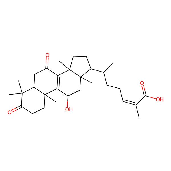 2D Structure of 6-(11-hydroxy-4,4,10,13,14-pentamethyl-3,7-dioxo-2,5,6,11,12,15,16,17-octahydro-1H-cyclopenta[a]phenanthren-17-yl)-2-methylhept-2-enoic acid