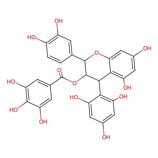 2D Structure of [2-(3,4-dihydroxyphenyl)-5,7-dihydroxy-4-(2,4,6-trihydroxyphenyl)-3,4-dihydro-2H-chromen-3-yl] 3,4,5-trihydroxybenzoate