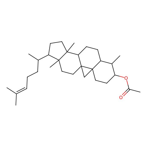 2D Structure of [7,12,16-Trimethyl-15-(6-methylhept-5-en-2-yl)-6-pentacyclo[9.7.0.01,3.03,8.012,16]octadecanyl] acetate