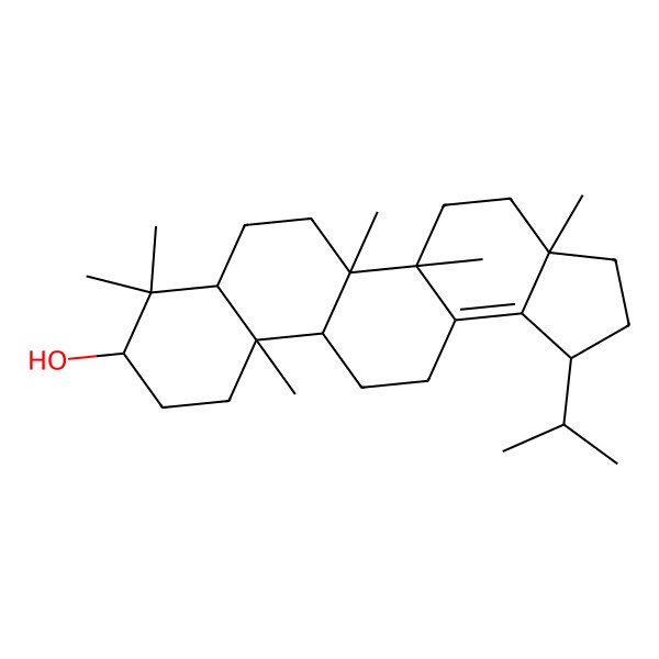 2D Structure of 3a,5a,5b,8,8,11a-Hexamethyl-1-propan-2-yl-1,2,3,4,5,6,7,7a,9,10,11,11b,12,13-tetradecahydrocyclopenta[a]chrysen-9-ol