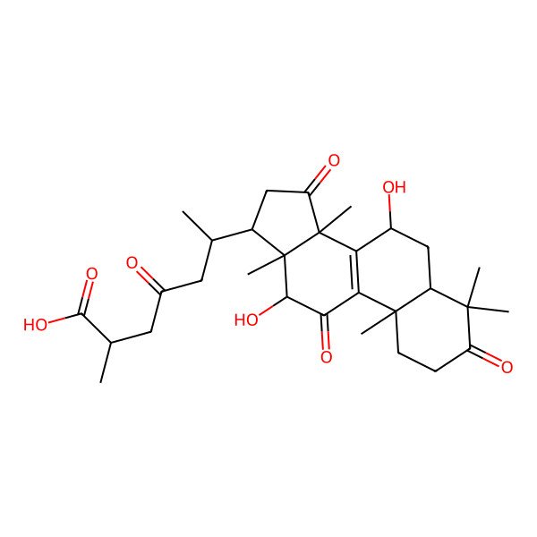 2D Structure of (2R,6R)-6-[(5S,7S,10S,12R,13R,14S,17S)-7,12-dihydroxy-4,4,10,13,14-pentamethyl-3,11,15-trioxo-1,2,5,6,7,12,16,17-octahydrocyclopenta[a]phenanthren-17-yl]-2-methyl-4-oxoheptanoic acid