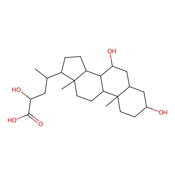 2D Structure of 4-(3,7-dihydroxy-10,13-dimethyl-2,3,4,5,6,7,8,9,11,12,14,15,16,17-tetradecahydro-1H-cyclopenta[a]phenanthren-17-yl)-2-hydroxypentanoic acid
