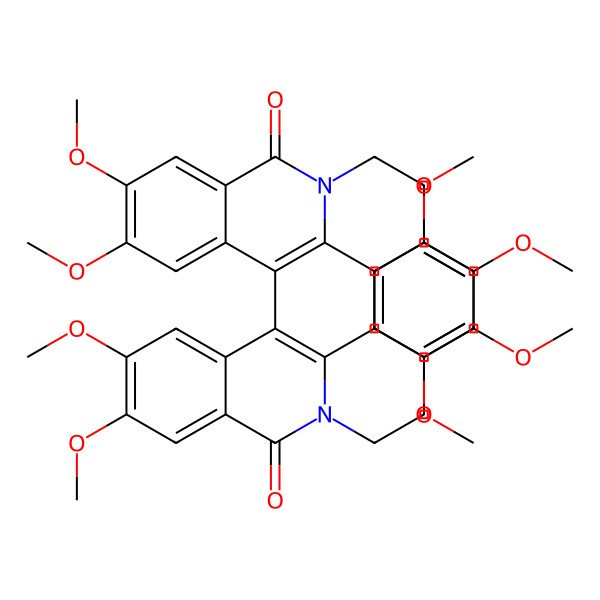 2D Structure of 2,3,10,11-Tetramethoxy-13-(2,3,10,11-tetramethoxy-8-oxo-5,6-dihydroisoquinolino[2,1-b]isoquinolin-13-yl)-5,6-dihydroisoquinolino[2,1-b]isoquinolin-8-one