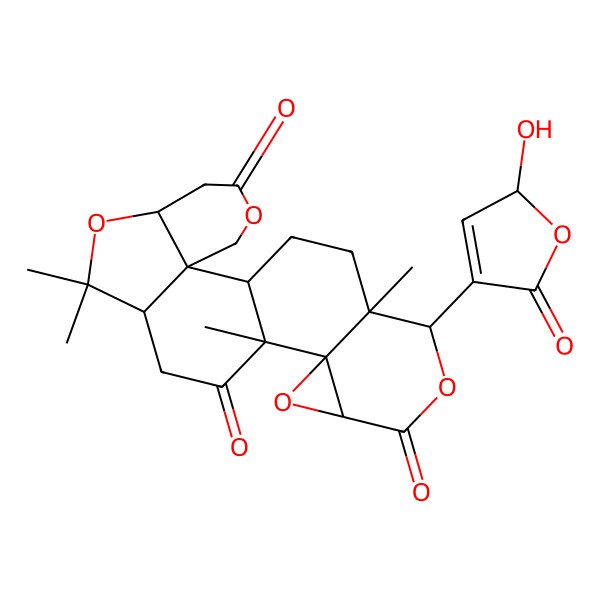 2D Structure of 19-(2-hydroxy-5-oxo-2H-furan-4-yl)-9,9,13,20-tetramethyl-4,8,15,18-tetraoxahexacyclo[11.9.0.02,7.02,10.014,16.014,20]docosane-5,12,17-trione