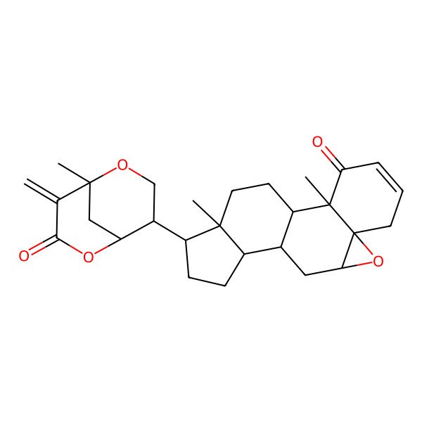2D Structure of 2,16-Dimethyl-15-(1-methyl-8-methylidene-7-oxo-2,6-dioxabicyclo[3.3.1]nonan-4-yl)-8-oxapentacyclo[9.7.0.02,7.07,9.012,16]octadec-4-en-3-one