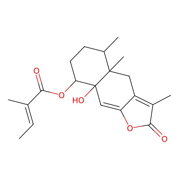 2D Structure of [(4aR,5S,8S,8aS)-8a-hydroxy-3,4a,5-trimethyl-2-oxo-5,6,7,8-tetrahydro-4H-benzo[f][1]benzofuran-8-yl] (Z)-2-methylbut-2-enoate
