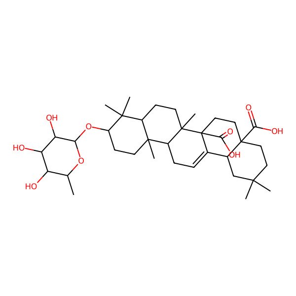 2D Structure of 2,2,6b,9,9,12a-Hexamethyl-10-(3,4,5-trihydroxy-6-methyloxan-2-yl)oxy-1,3,4,5,6,6a,7,8,8a,10,11,12,13,14b-tetradecahydropicene-4a,6a-dicarboxylic acid