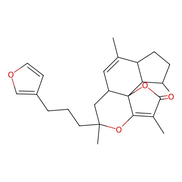2D Structure of 11-[3-(Furan-3-yl)propyl]-3,7,11,14-tetramethyl-12,16-dioxatetracyclo[7.7.0.01,13.02,6]hexadeca-7,13-dien-15-one