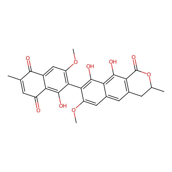 2D Structure of 6-(9,10-Dihydroxy-7-methoxy-3-methyl-1-oxo-3,4-dihydrobenzo[g]isochromen-8-yl)-5-hydroxy-7-methoxy-2-methylnaphthalene-1,4-dione