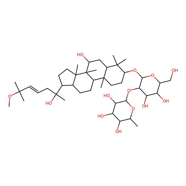 2D Structure of 2-[4,5-dihydroxy-2-[[7-hydroxy-17-(2-hydroxy-6-methoxy-6-methylhept-4-en-2-yl)-4,4,8,10,14-pentamethyl-2,3,5,6,7,9,11,12,13,15,16,17-dodecahydro-1H-cyclopenta[a]phenanthren-3-yl]oxy]-6-(hydroxymethyl)oxan-3-yl]oxy-6-methyloxane-3,4,5-triol