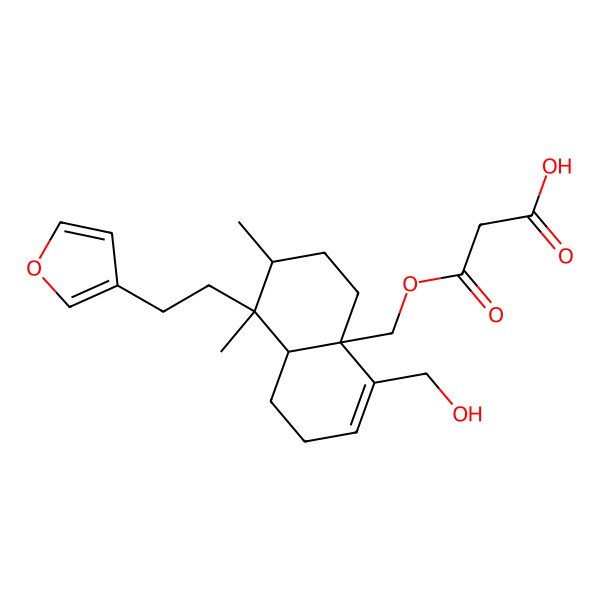 2D Structure of 3-[[(4aS,7R,8S,8aR)-8-[2-(furan-3-yl)ethyl]-4-(hydroxymethyl)-7,8-dimethyl-1,2,5,6,7,8a-hexahydronaphthalen-4a-yl]methoxy]-3-oxopropanoic acid