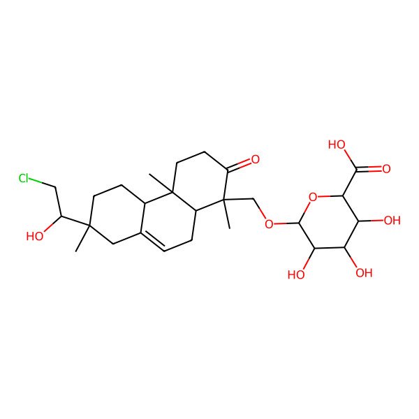 2D Structure of 6-[[7-(2-Chloro-1-hydroxyethyl)-1,4a,7-trimethyl-2-oxo-3,4,4b,5,6,8,10,10a-octahydrophenanthren-1-yl]methoxy]-3,4,5-trihydroxyoxane-2-carboxylic acid