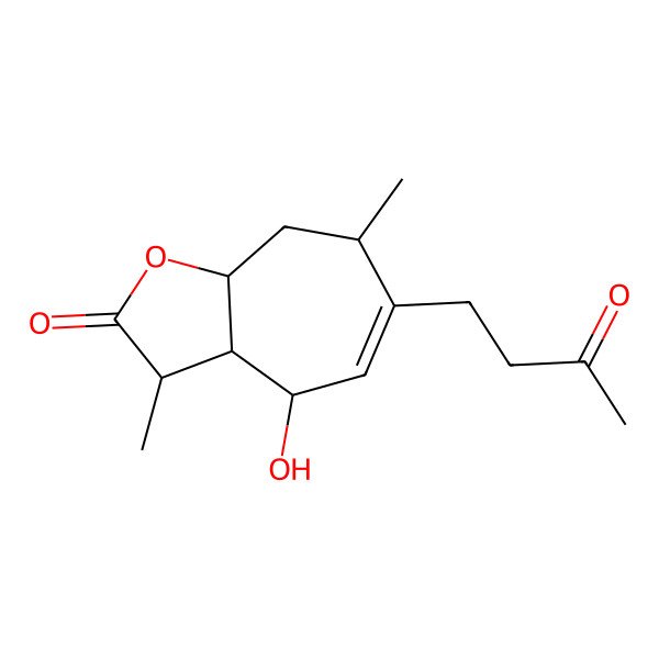2D Structure of (3S,3aS,4R,7S,8aR)-4-hydroxy-3,7-dimethyl-6-(3-oxobutyl)-3,3a,4,7,8,8a-hexahydrocyclohepta[b]furan-2-one