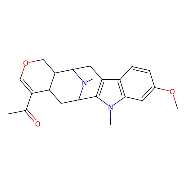 2D Structure of 1-[(1R,12R,13S,18R)-6-methoxy-3,20-dimethyl-15-oxa-3,20-diazapentacyclo[10.7.1.02,10.04,9.013,18]icosa-2(10),4(9),5,7,16-pentaen-17-yl]ethanone