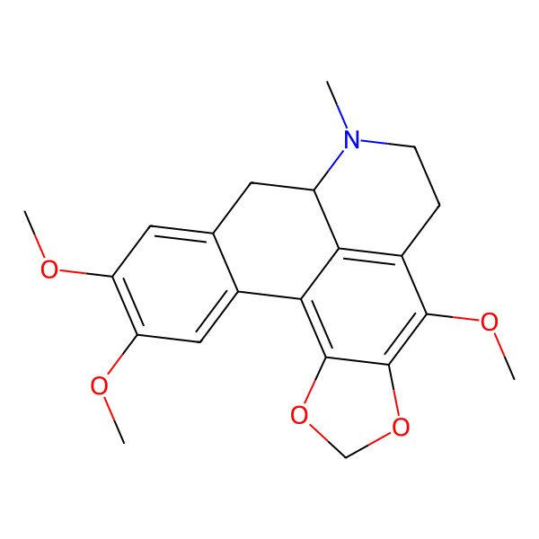 2D Structure of (12R)-7,16,17-trimethoxy-11-methyl-3,5-dioxa-11-azapentacyclo[10.7.1.02,6.08,20.014,19]icosa-1,6,8(20),14,16,18-hexaene