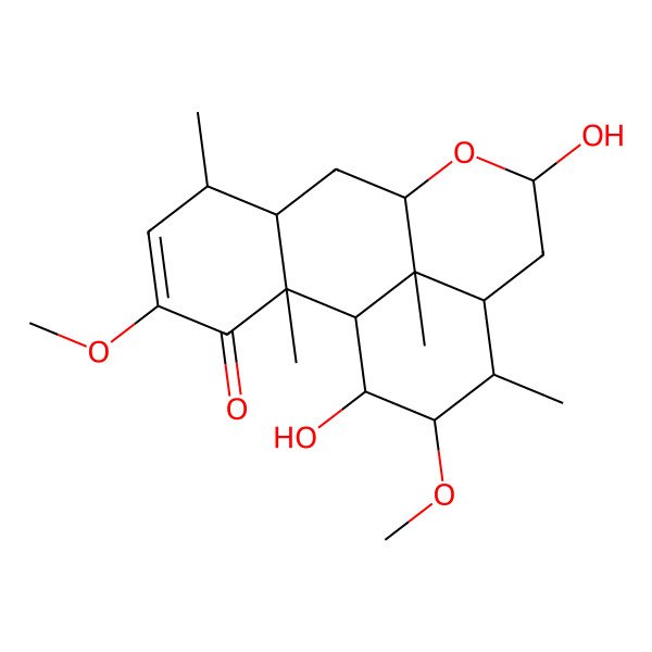 2D Structure of 11,16-Dihydroxy-4,15-dimethoxy-2,6,14,17-tetramethyl-10-oxatetracyclo[7.7.1.02,7.013,17]heptadec-4-en-3-one