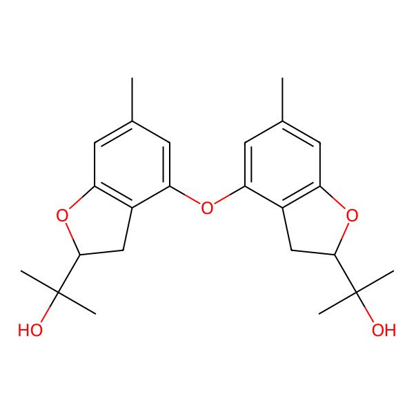 2D Structure of 2-[4-[[2-(2-Hydroxypropan-2-yl)-6-methyl-2,3-dihydro-1-benzofuran-4-yl]oxy]-6-methyl-2,3-dihydro-1-benzofuran-2-yl]propan-2-ol