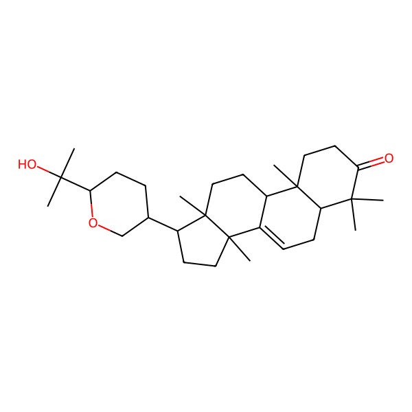 2D Structure of (5R,9R,10R,13S,14S,17S)-17-[(3S,6R)-6-(2-hydroxypropan-2-yl)oxan-3-yl]-4,4,10,13,14-pentamethyl-1,2,5,6,9,11,12,15,16,17-decahydrocyclopenta[a]phenanthren-3-one