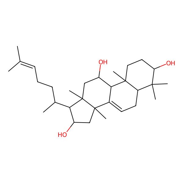 2D Structure of 4,4,10,13,14-pentamethyl-17-(6-methylhept-5-en-2-yl)-2,3,5,6,9,11,12,15,16,17-decahydro-1H-cyclopenta[a]phenanthrene-3,11,16-triol
