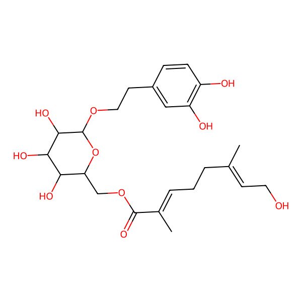 2D Structure of [6-[2-(3,4-Dihydroxyphenyl)ethoxy]-3,4,5-trihydroxyoxan-2-yl]methyl 8-hydroxy-2,6-dimethylocta-2,6-dienoate
