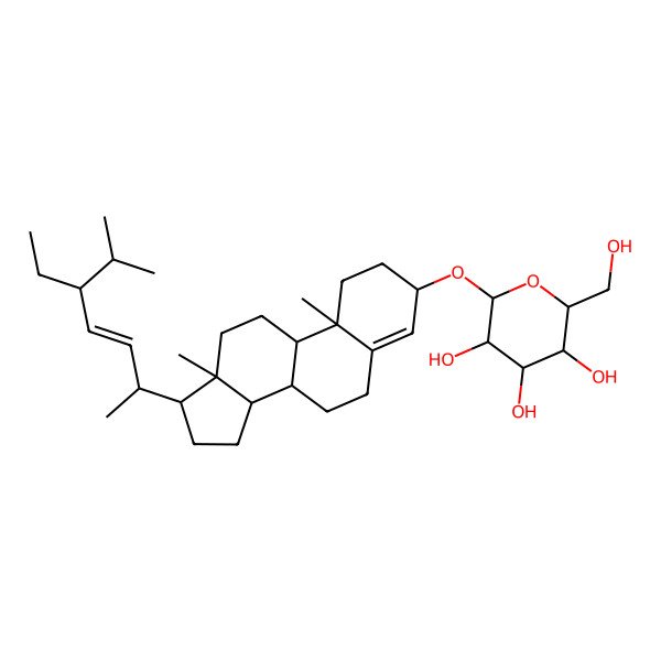 2D Structure of 2-[[17-(5-ethyl-6-methylhept-3-en-2-yl)-10,13-dimethyl-2,3,6,7,8,9,11,12,14,15,16,17-dodecahydro-1H-cyclopenta[a]phenanthren-3-yl]oxy]-6-(hydroxymethyl)oxane-3,4,5-triol