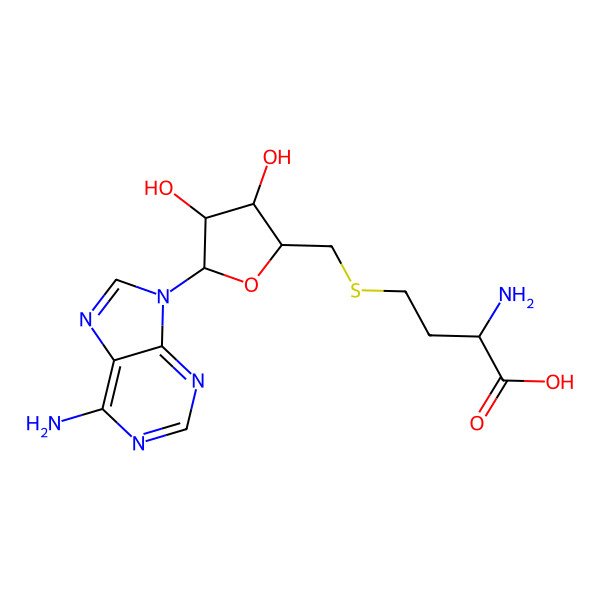2D Structure of (2S)-2-amino-4-[[(2R,3R,4S,5R)-5-(6-aminopurin-9-yl)-3,4-dihydroxyoxolan-2-yl]methylsulfanyl]butanoic acid
