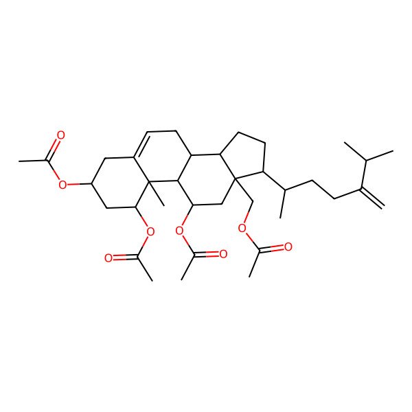 2D Structure of [(1S,3R,8S,9S,10R,11R,13S,14S,17R)-1,3,11-triacetyloxy-10-methyl-17-[(2R)-6-methyl-5-methylideneheptan-2-yl]-2,3,4,7,8,9,11,12,14,15,16,17-dodecahydro-1H-cyclopenta[a]phenanthren-13-yl]methyl acetate