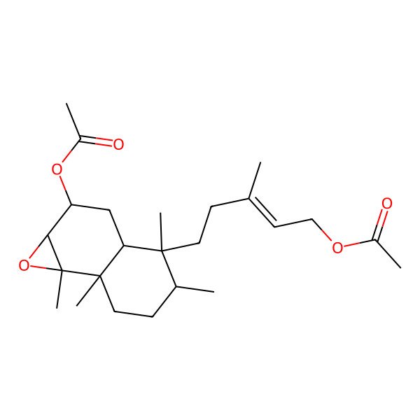 2D Structure of [5-(2-acetyloxy-4,5,7a,7b-tetramethyl-2,3,3a,5,6,7-hexahydro-1aH-naphtho[1,2-b]oxiren-4-yl)-3-methylpent-2-enyl] acetate