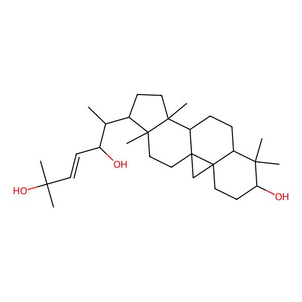 2D Structure of 6-(6-Hydroxy-7,7,12,16-tetramethyl-15-pentacyclo[9.7.0.01,3.03,8.012,16]octadecanyl)-2-methylhept-3-ene-2,5-diol