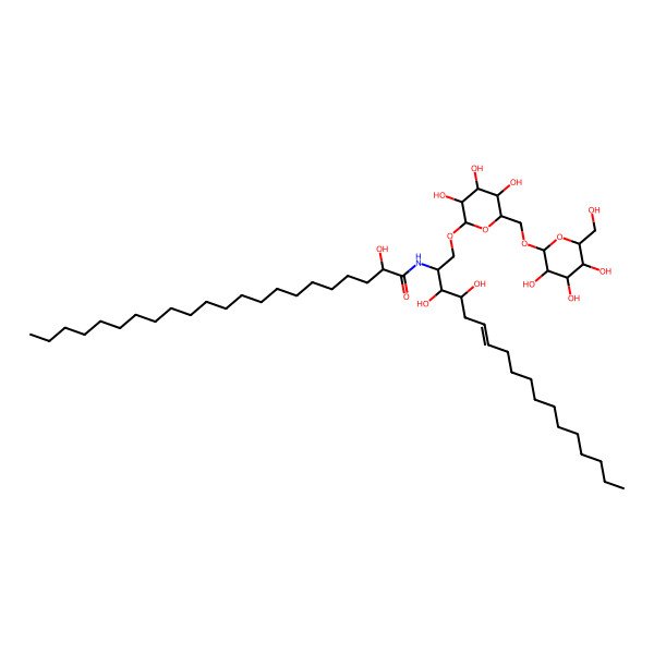 2D Structure of (2R)-N-[(E,2S,3S,4R)-3,4-dihydroxy-1-[(2R,3R,4S,5S,6R)-3,4,5-trihydroxy-6-[[(2R,3R,4S,5S,6R)-3,4,5-trihydroxy-6-(hydroxymethyl)oxan-2-yl]oxymethyl]oxan-2-yl]oxyoctadec-6-en-2-yl]-2-hydroxydocosanamide
