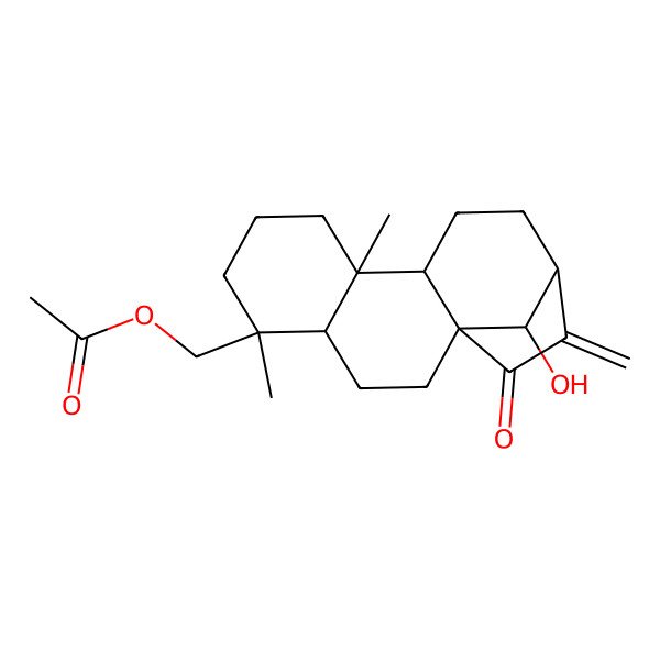 2D Structure of [(1S,4S,5S,9R,10S,13S,16R)-16-hydroxy-5,9-dimethyl-14-methylidene-15-oxo-5-tetracyclo[11.2.1.01,10.04,9]hexadecanyl]methyl acetate