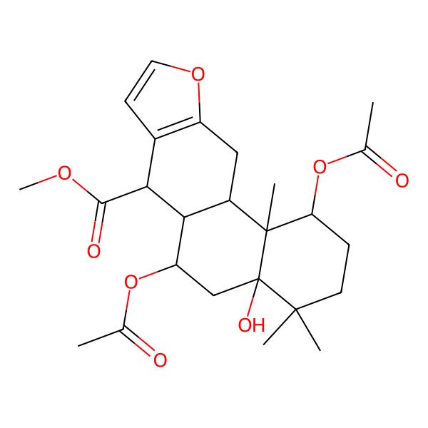 2D Structure of methyl 1,6-diacetyloxy-4a-hydroxy-4,4,11b-trimethyl-2,3,5,6,6a,7,11,11a-octahydro-1H-naphtho[2,1-f][1]benzofuran-7-carboxylate