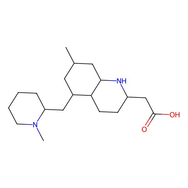 2D Structure of 2-[(2S,4aS,5S,7R,8aR)-7-methyl-5-[[(2S)-1-methylpiperidin-2-yl]methyl]-1,2,3,4,4a,5,6,7,8,8a-decahydroquinolin-2-yl]acetic acid
