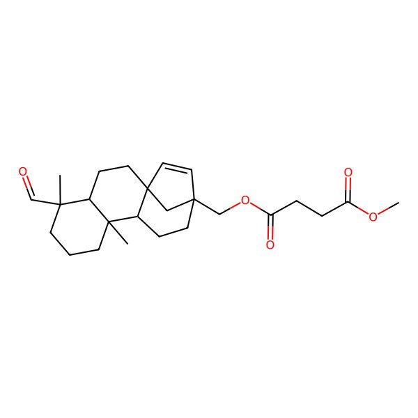 2D Structure of 4-O-[(5-formyl-5,9-dimethyl-13-tetracyclo[11.2.1.01,10.04,9]hexadec-14-enyl)methyl] 1-O-methyl butanedioate