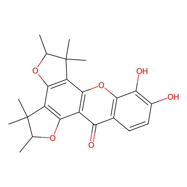 2D Structure of 15,16-Dihydroxy-4,5,5,9,10,10-hexamethyl-3,8,13-trioxapentacyclo[10.8.0.02,6.07,11.014,19]icosa-1(12),2(6),7(11),14(19),15,17-hexaen-20-one